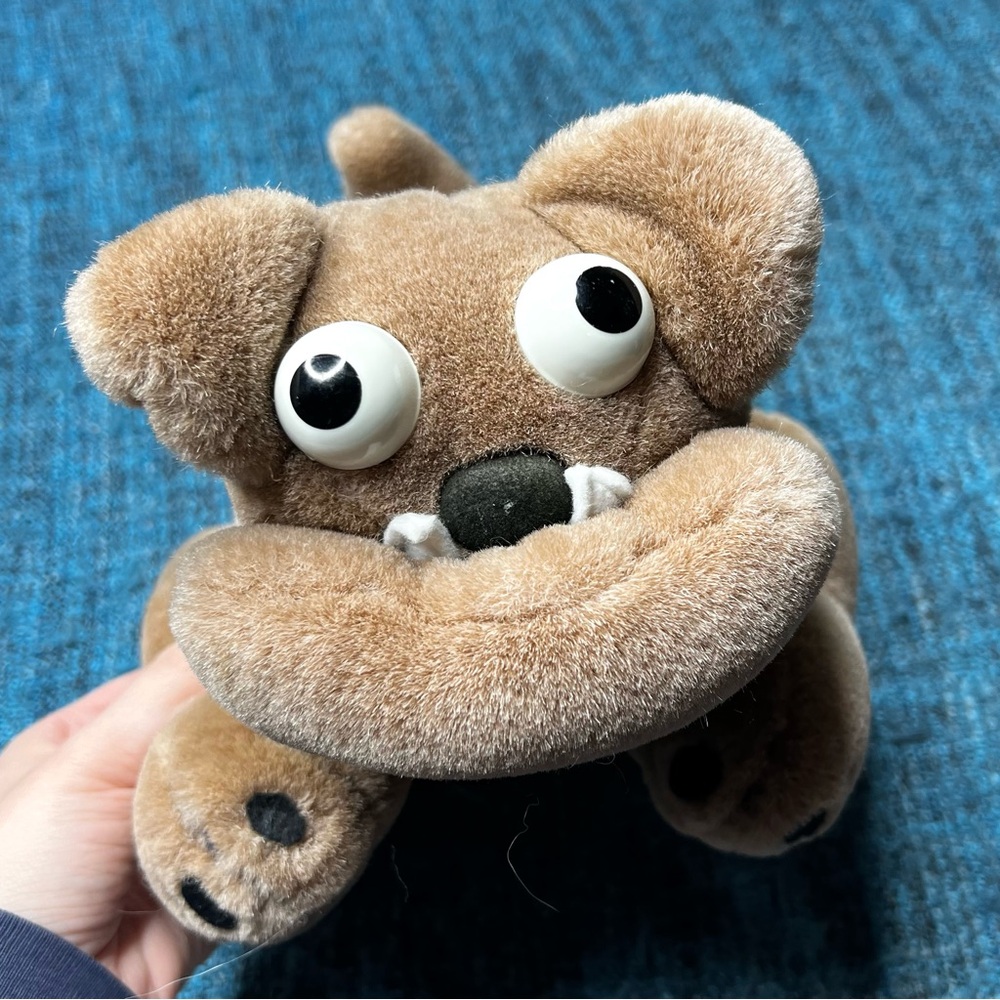 Vtg 1985 United American Novelty Derpy Big Eye Bull Dog Stuffed Animal Plush